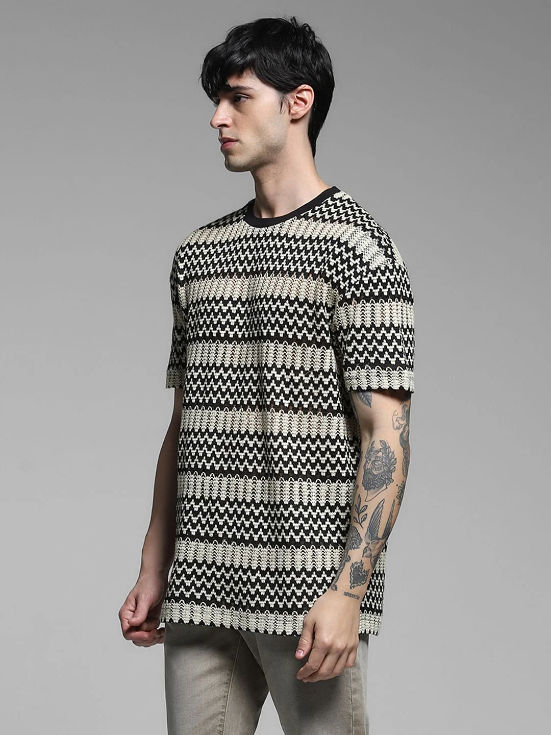 Black Colourblocked Boxy Fit T-shirt - Image 3