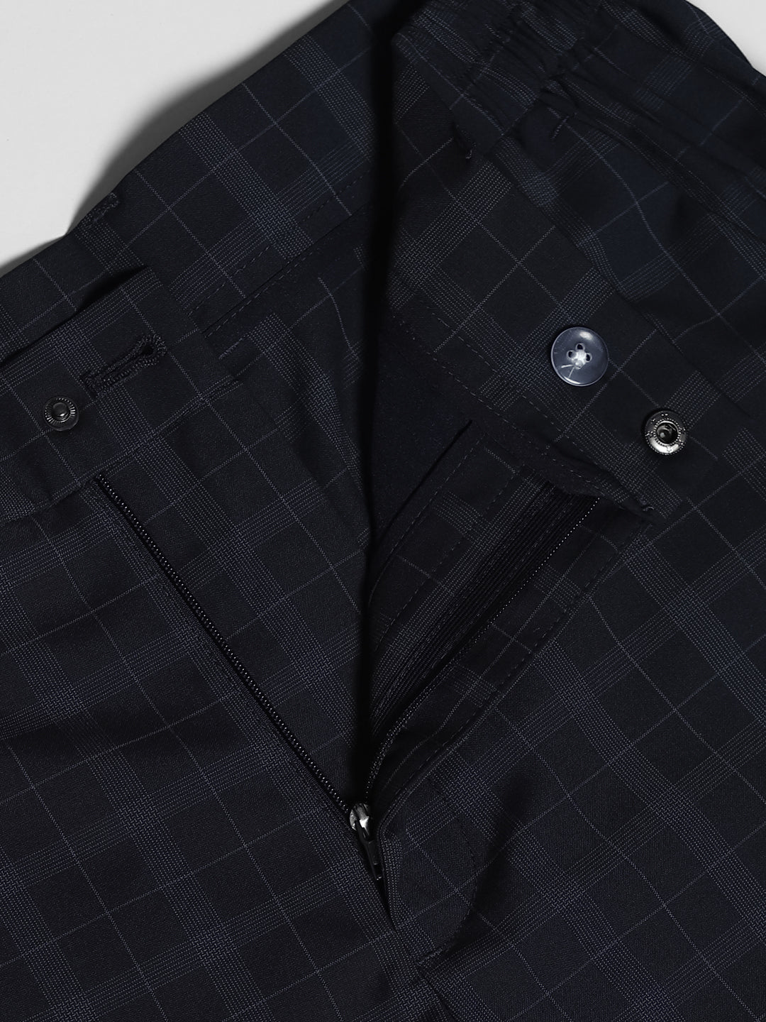 Navy Blue Check Print Pants - Image 5