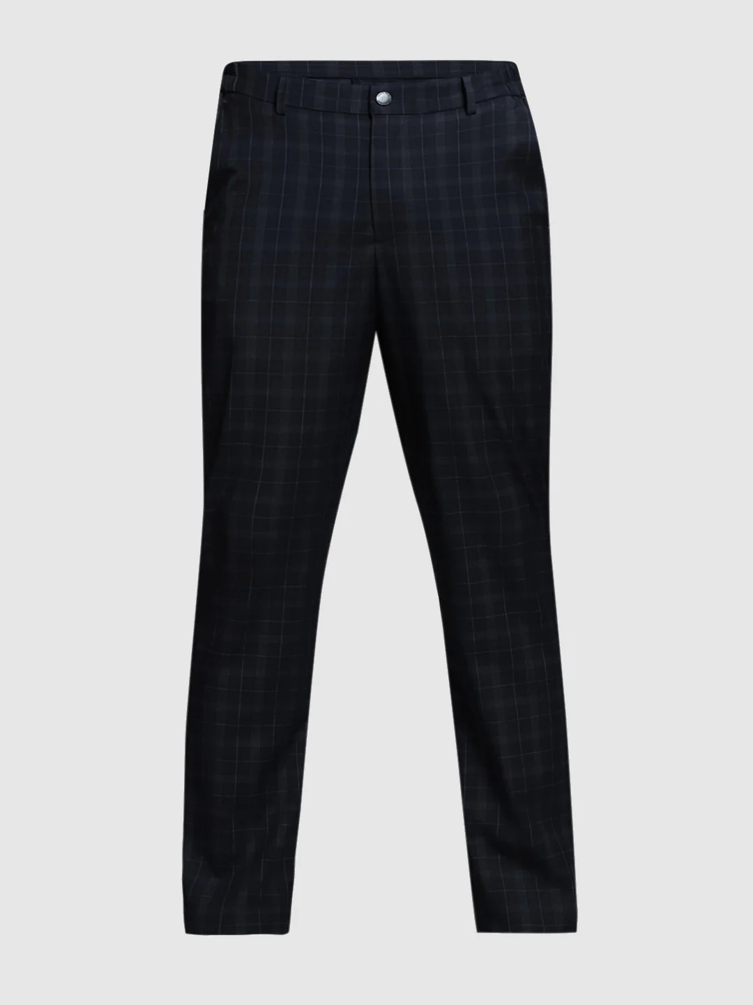 Navy Blue Check Print Pants - Image 7