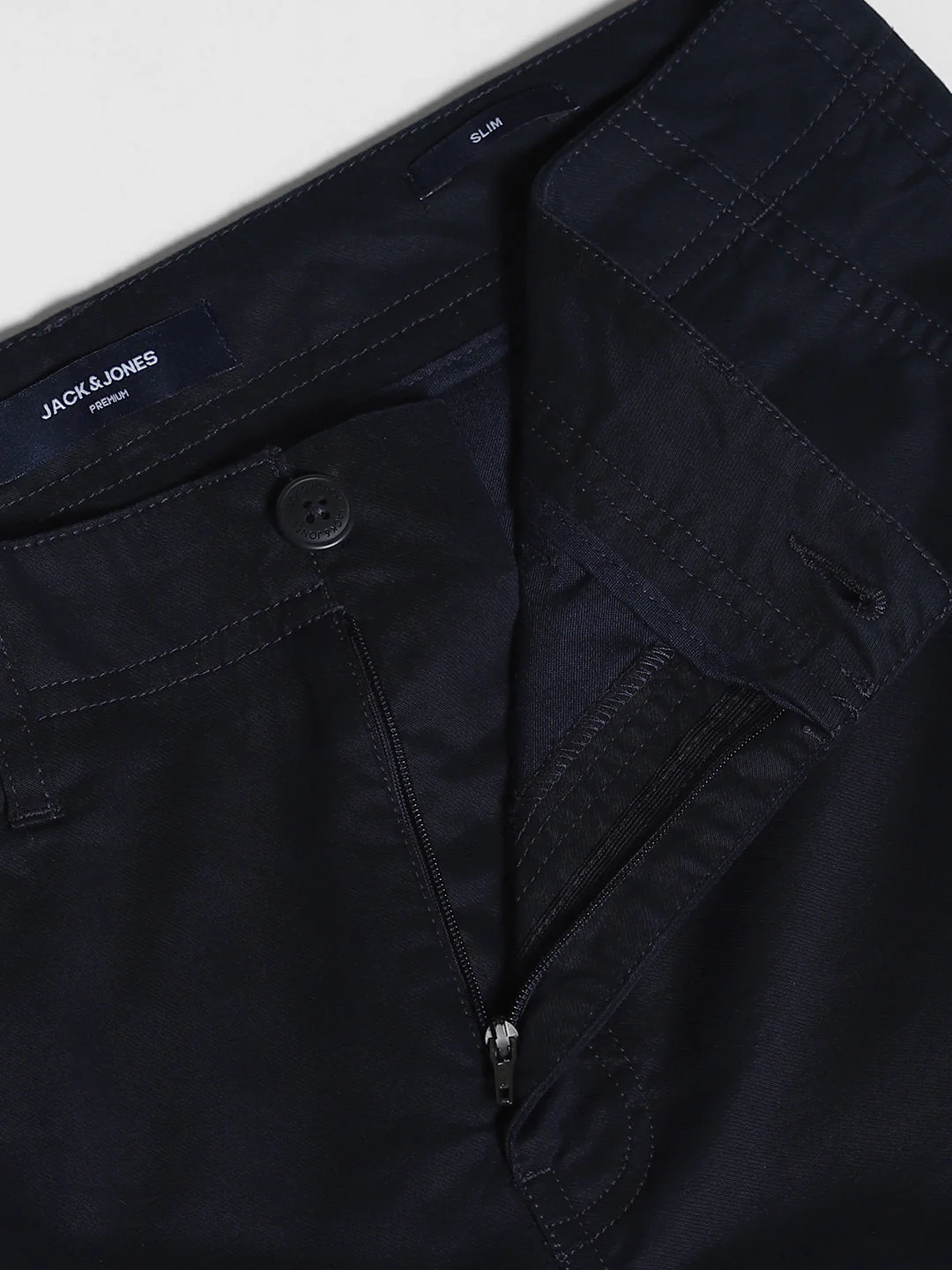 Men's Slim Fit Navy Blue Stretch Cotton Chinos - Image 5