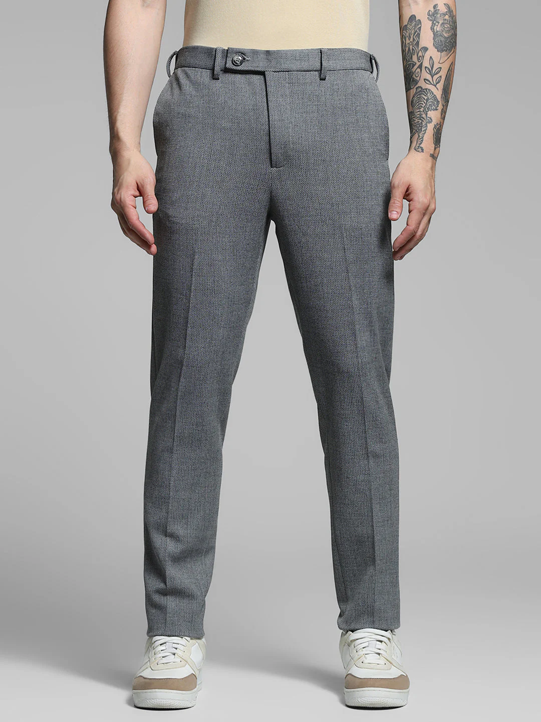 Dark Grey Mid Rise Slim Fit Pants - Image 8