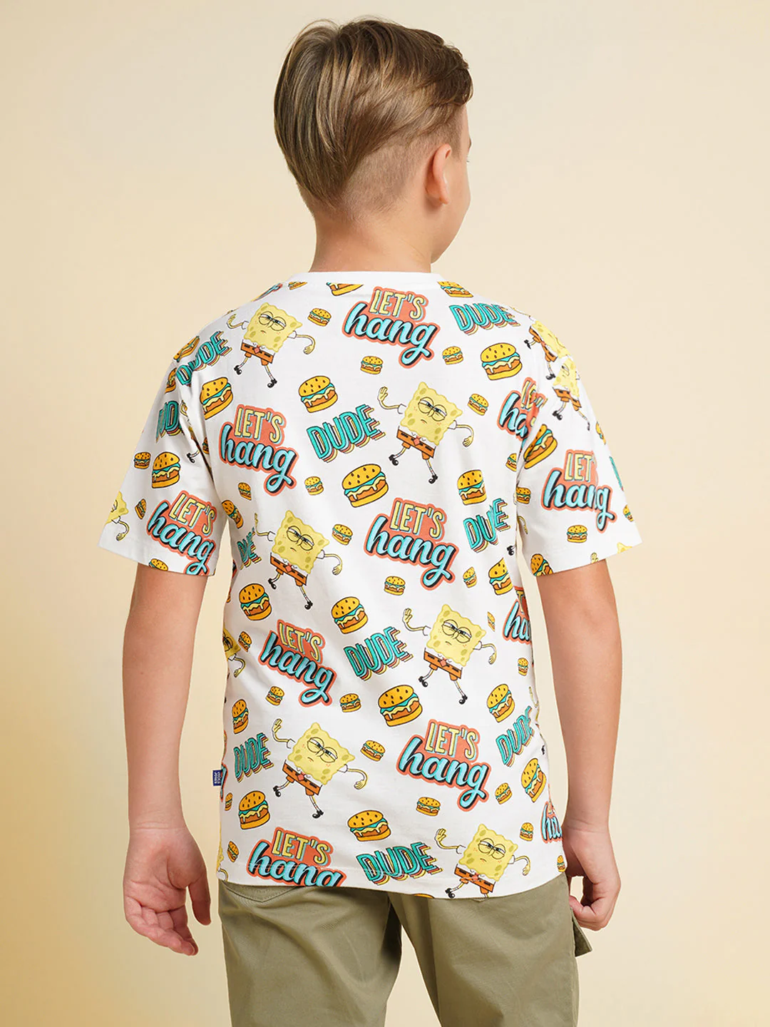 JACK&JONES JUNIOR Boys White SpongeBob Print T-shirt - Image 4