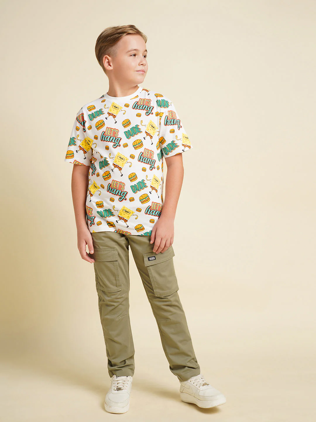 JACK&JONES JUNIOR Boys White SpongeBob Print T-shirt - Image 5