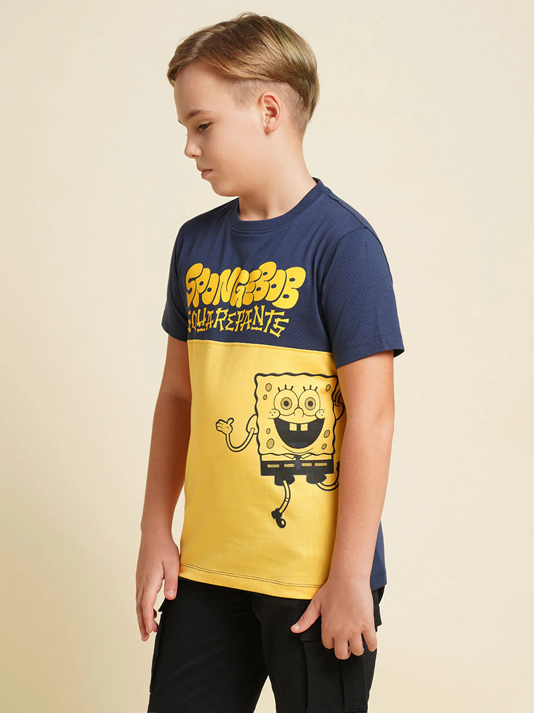 JACK&JONES JUNIOR Boys Yellow SpongeBob Print T-shirt - Image 3