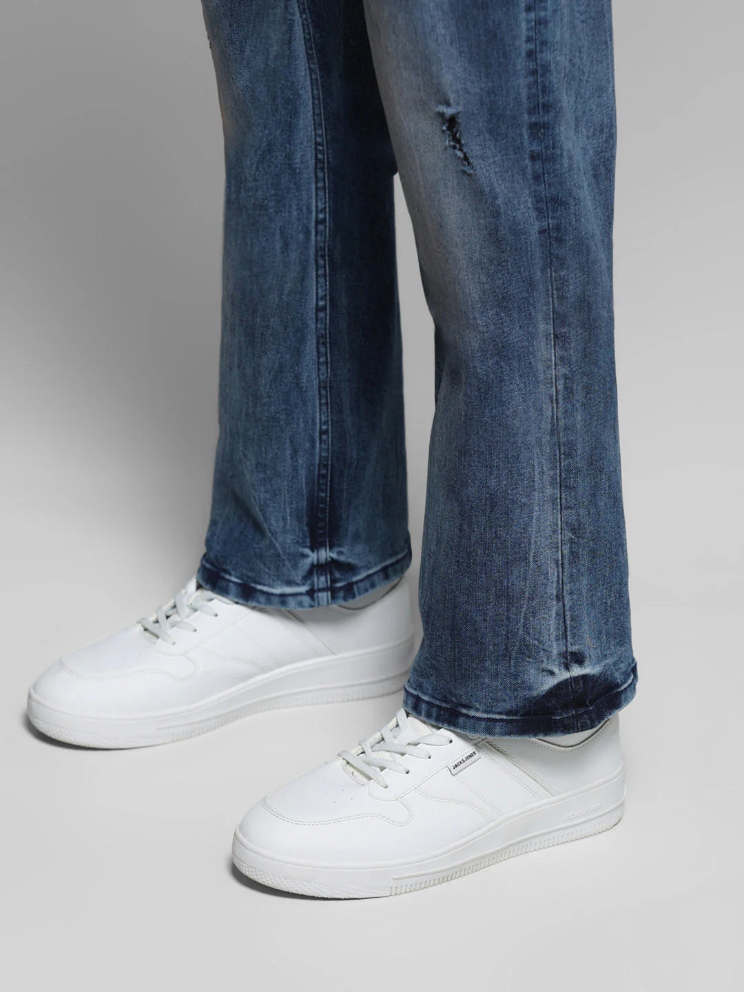 Blue Mildly Distressed Bootcut Jeans - Image 6
