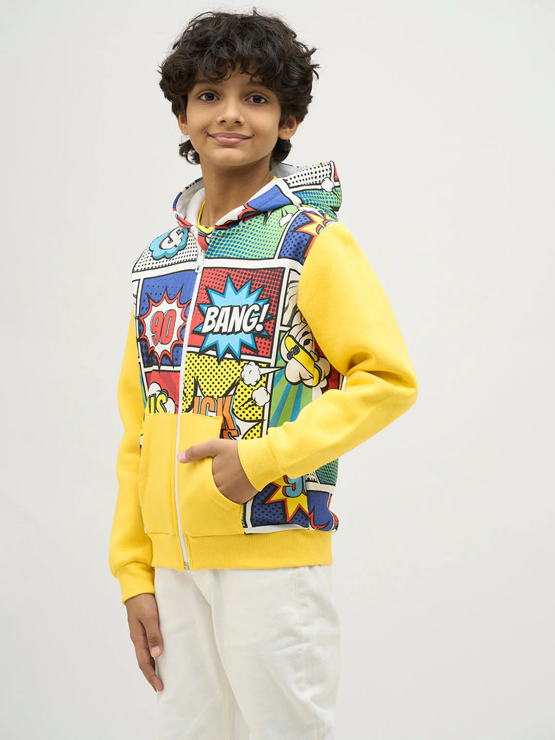 Boys Comic Printed Hooded Sweatshirt - Image 3