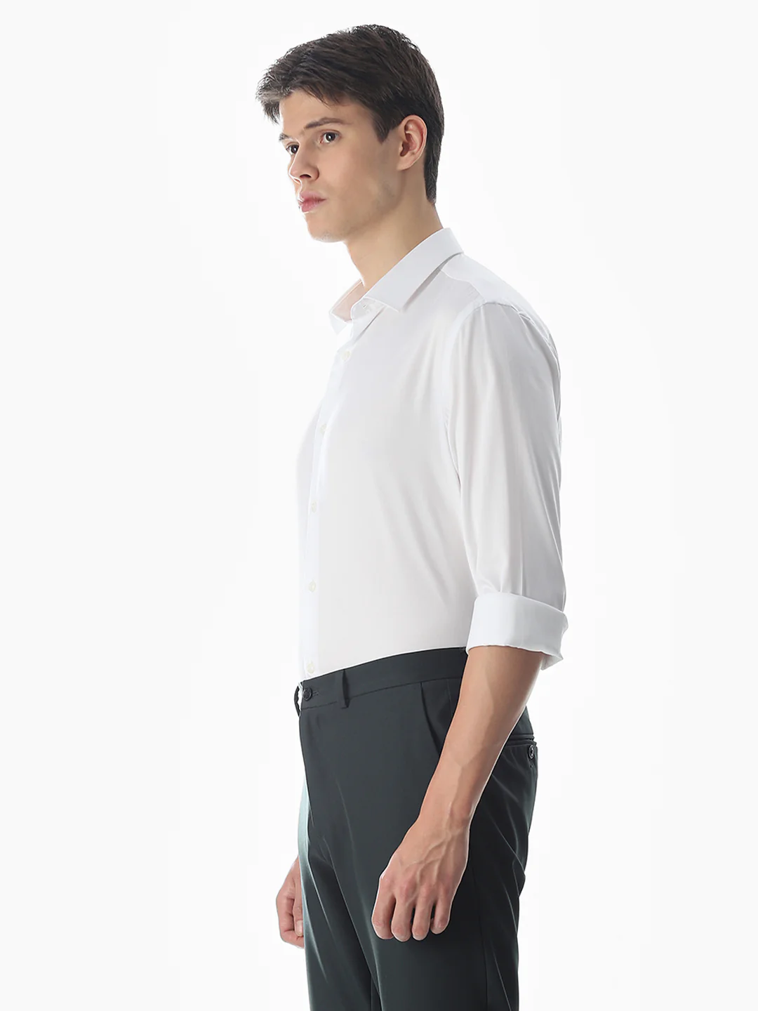 Stretch Slim Fit Full Sleeves Shirt - White - Image 3