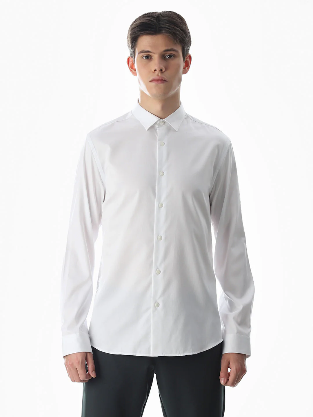 Stretch Slim Fit Full Sleeves Shirt - White - Image 8
