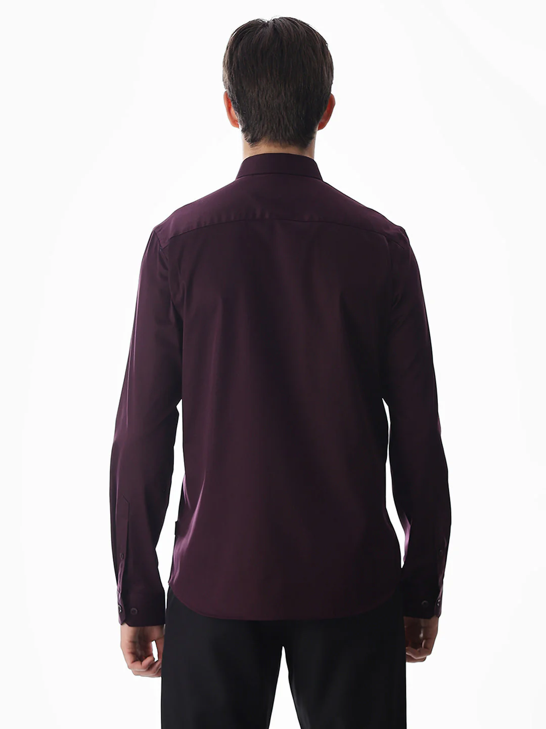 Stretch Slim Fit Full Sleeves Shirt - Purple - Image 9