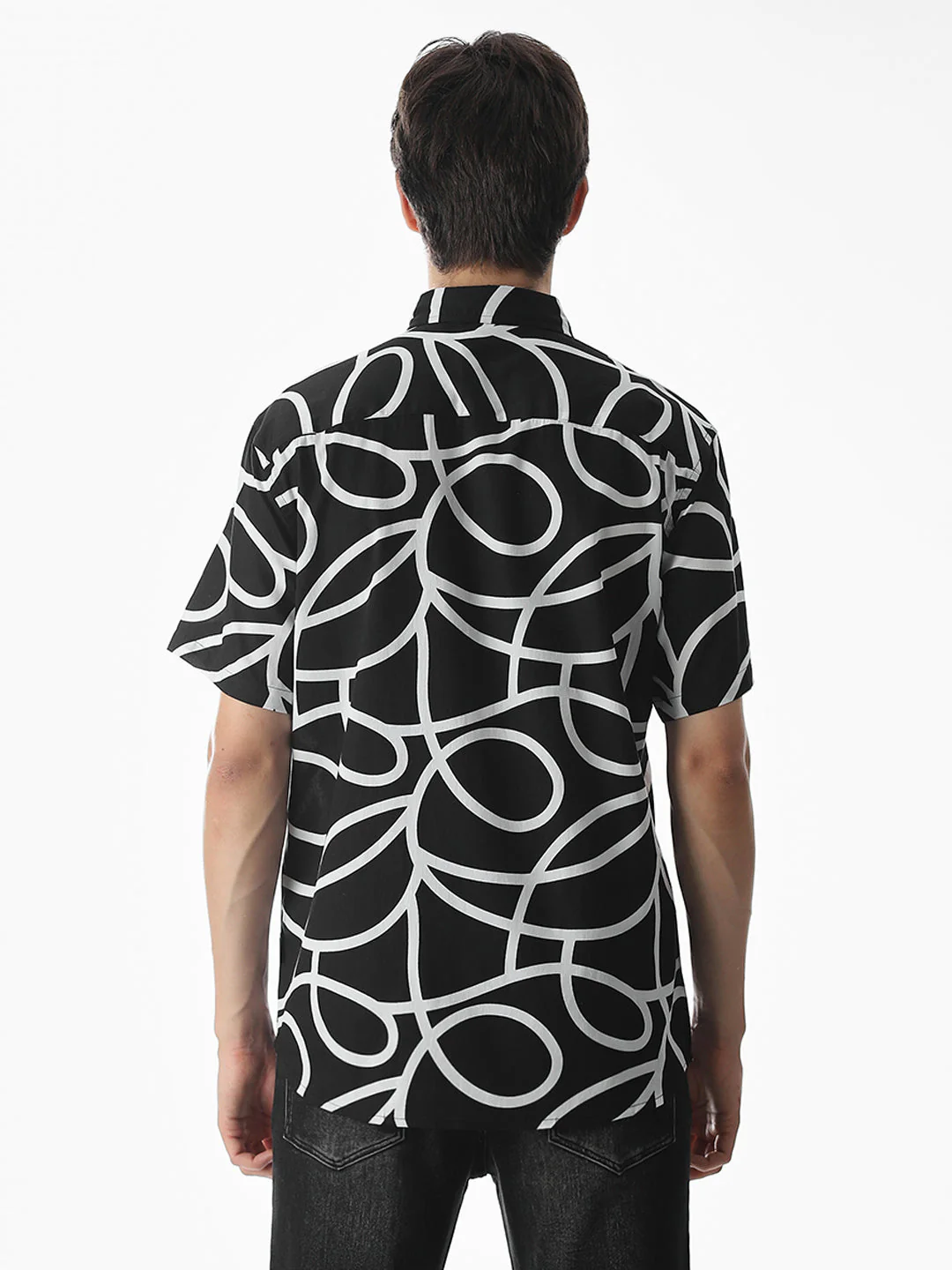 Regular Fit Black Printed Shirt - Image 9
