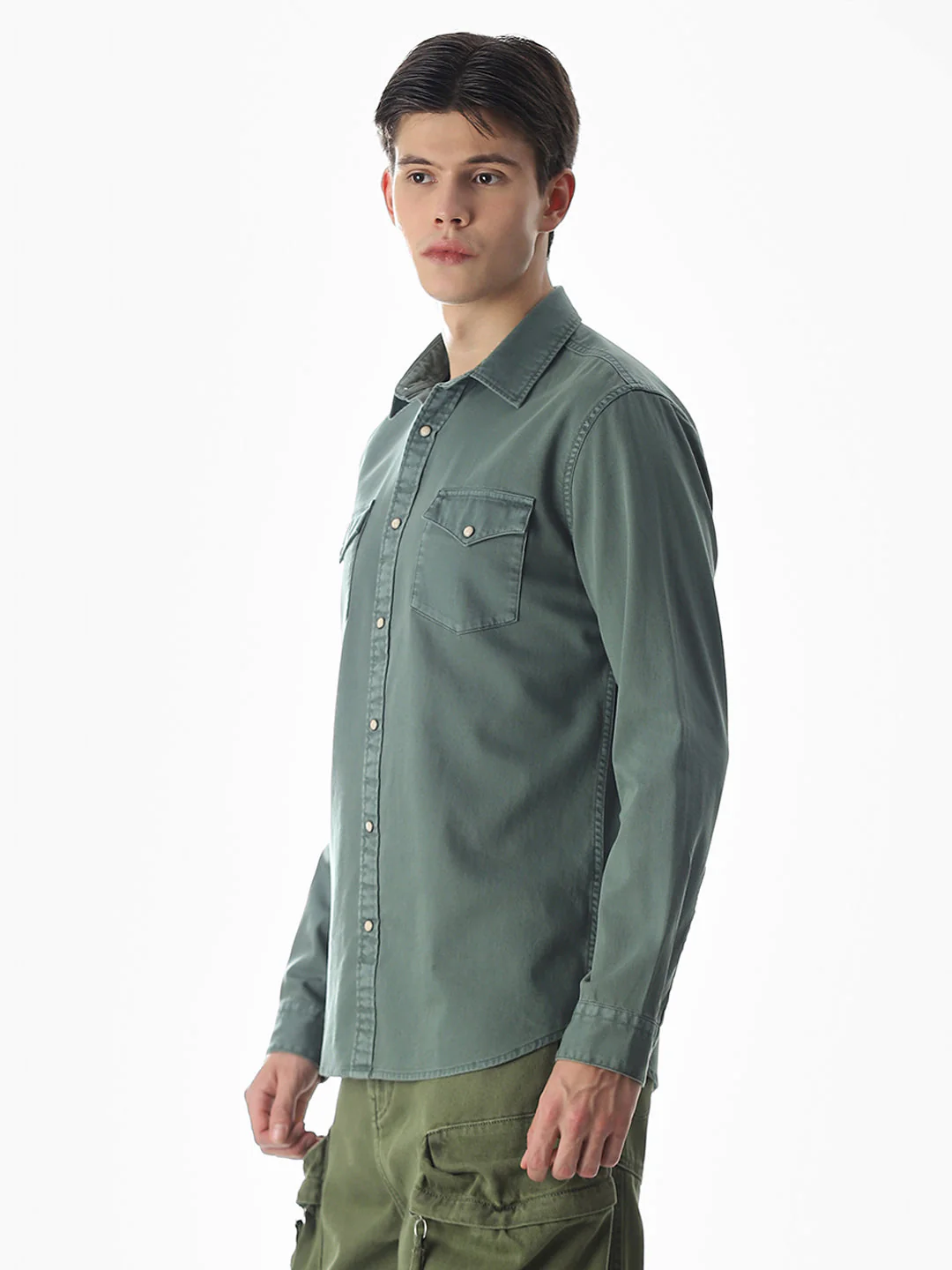 2 Patch Pocket Green Shirt - Image 3