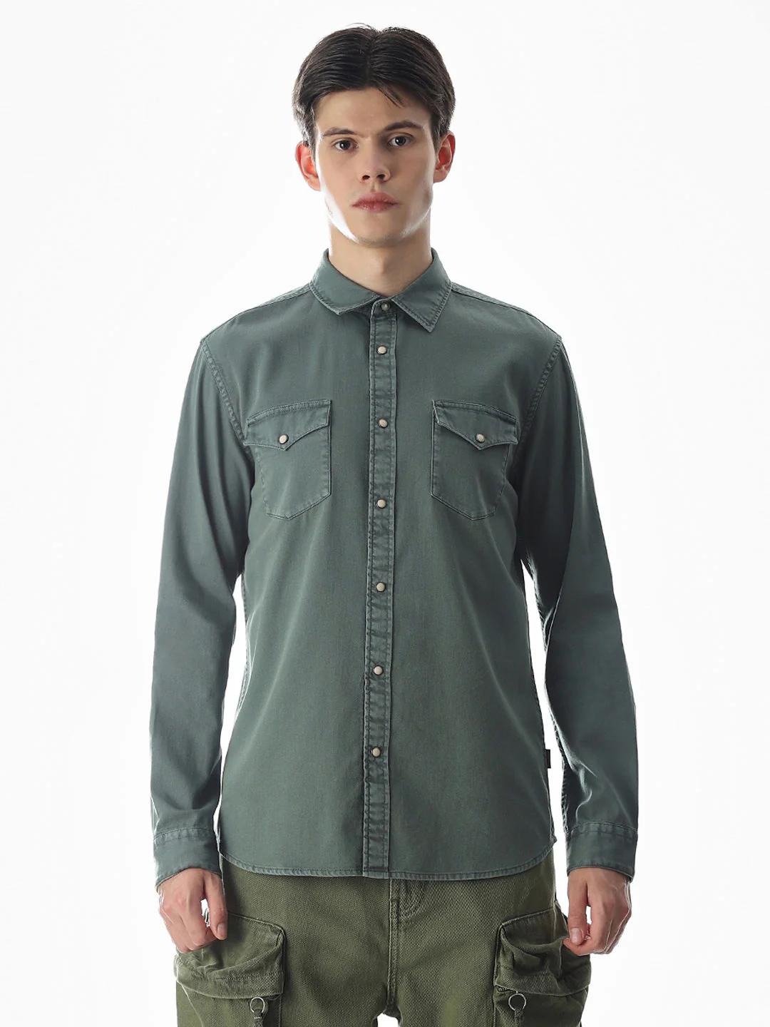 2 Patch Pocket Green Shirt - Image 8