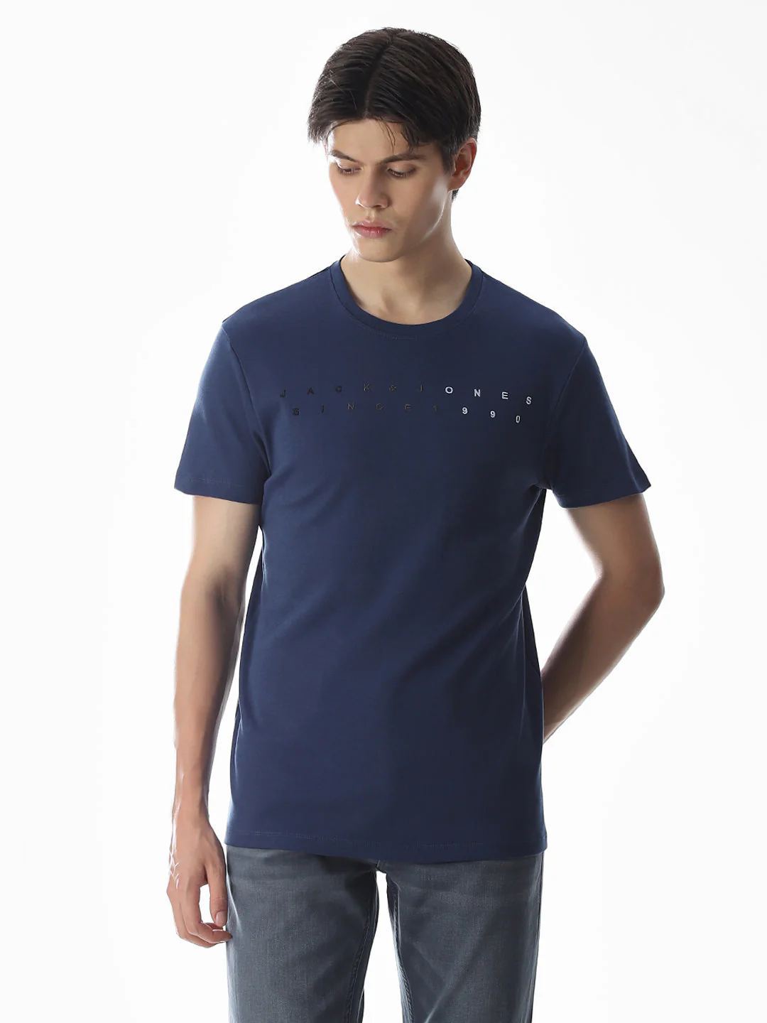 Embroidered Print T-Shirt - Blue - Image 2
