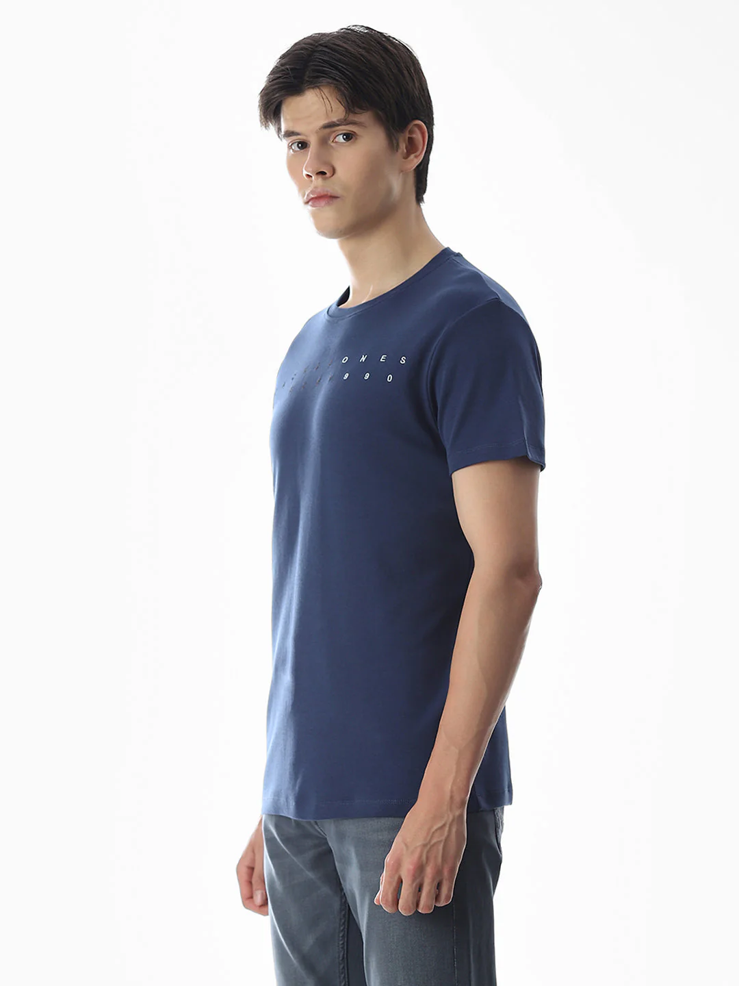 Embroidered Print T-Shirt - Blue - Image 3