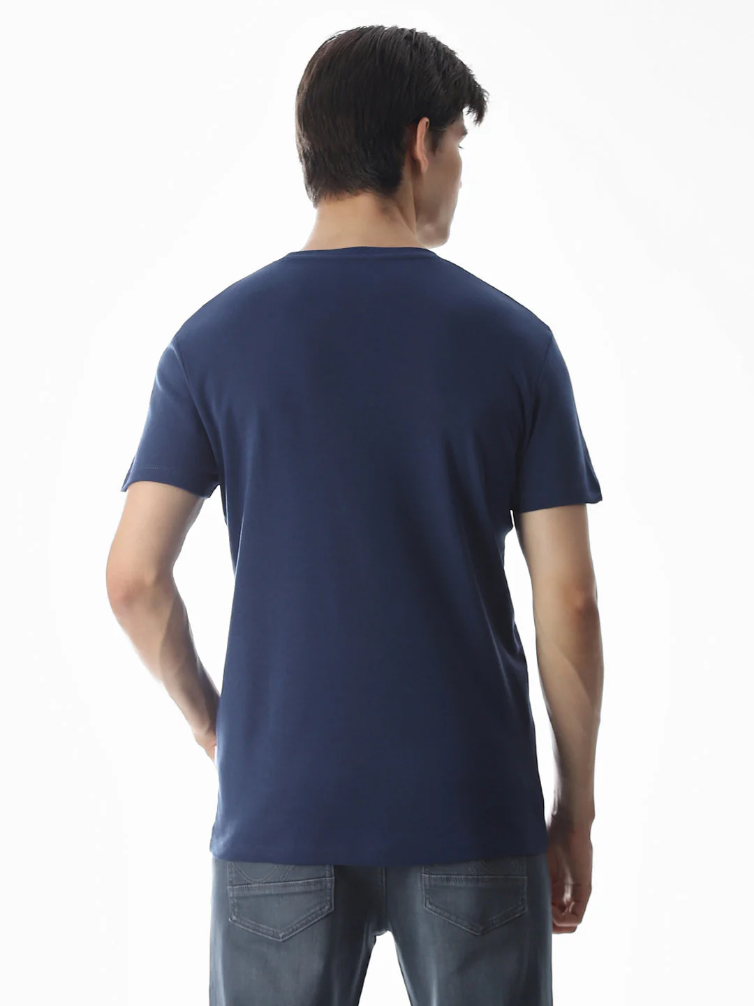 Embroidered Print T-Shirt - Blue - Image 4