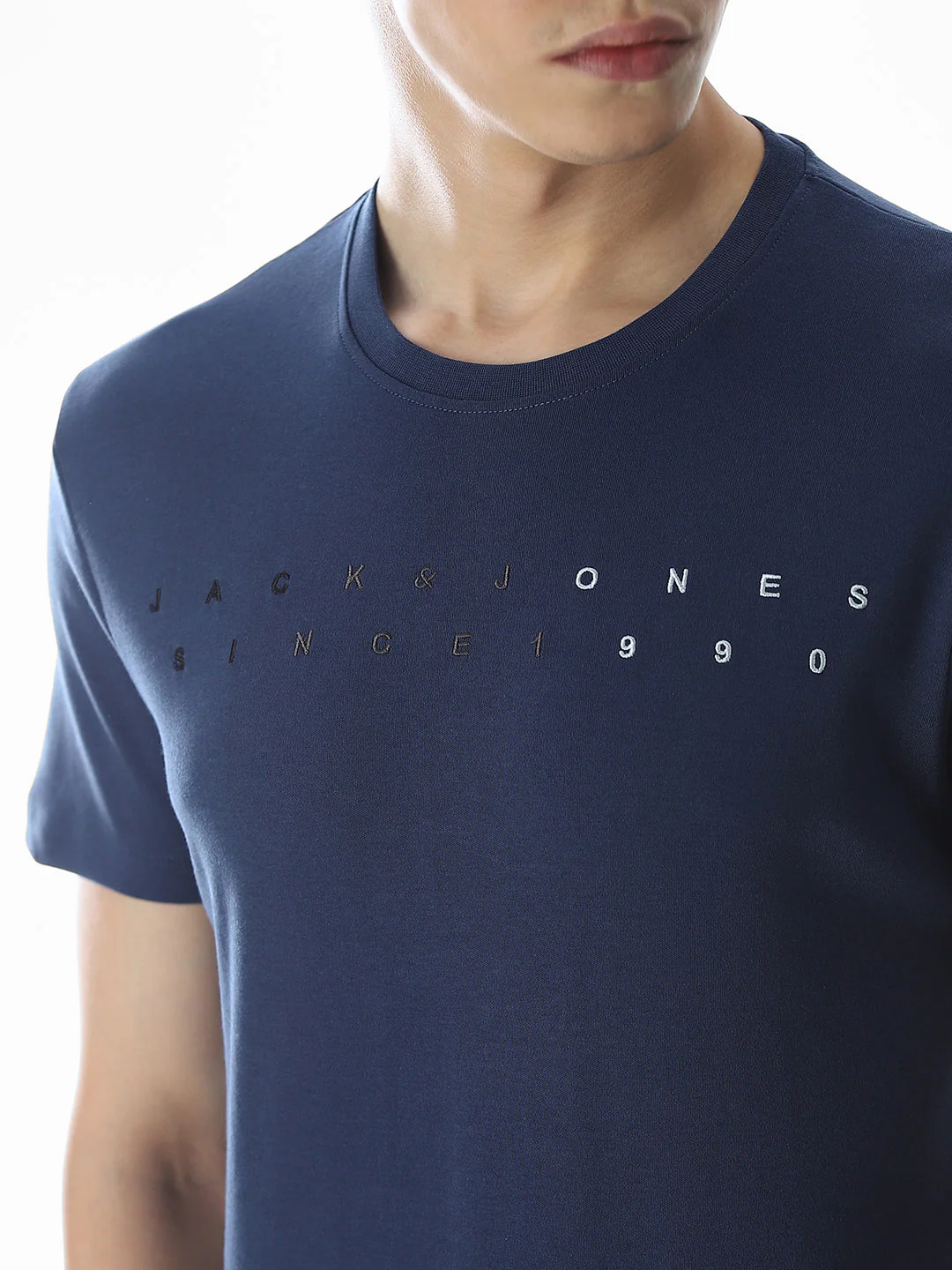 Embroidered Print T-Shirt - Blue - Image 5