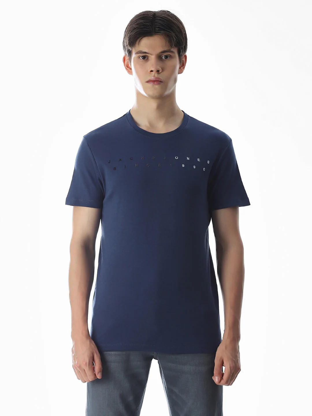 Embroidered Print T-Shirt - Blue - Image 8