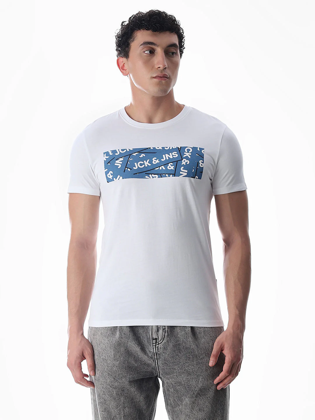Chest Print Slim Fit T-shirt - White - Image 2