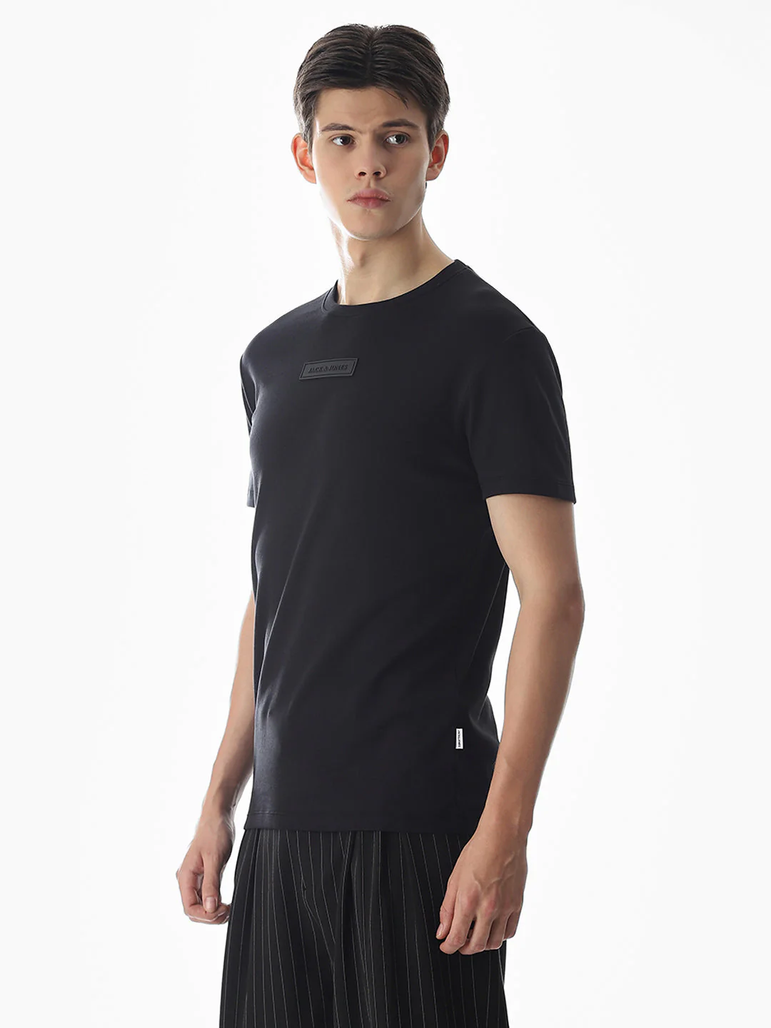 Slim Fit Crew Neck T-shirt - Black - Image 3