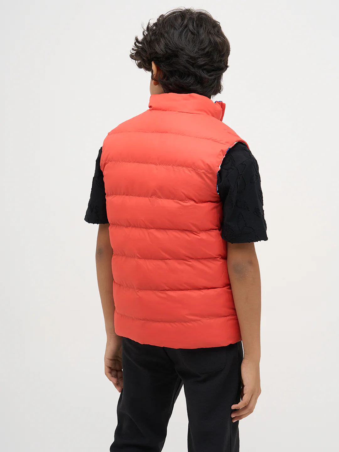 Boys Reversible Abstract Print Puffer Jacket With High Neck - Image 5