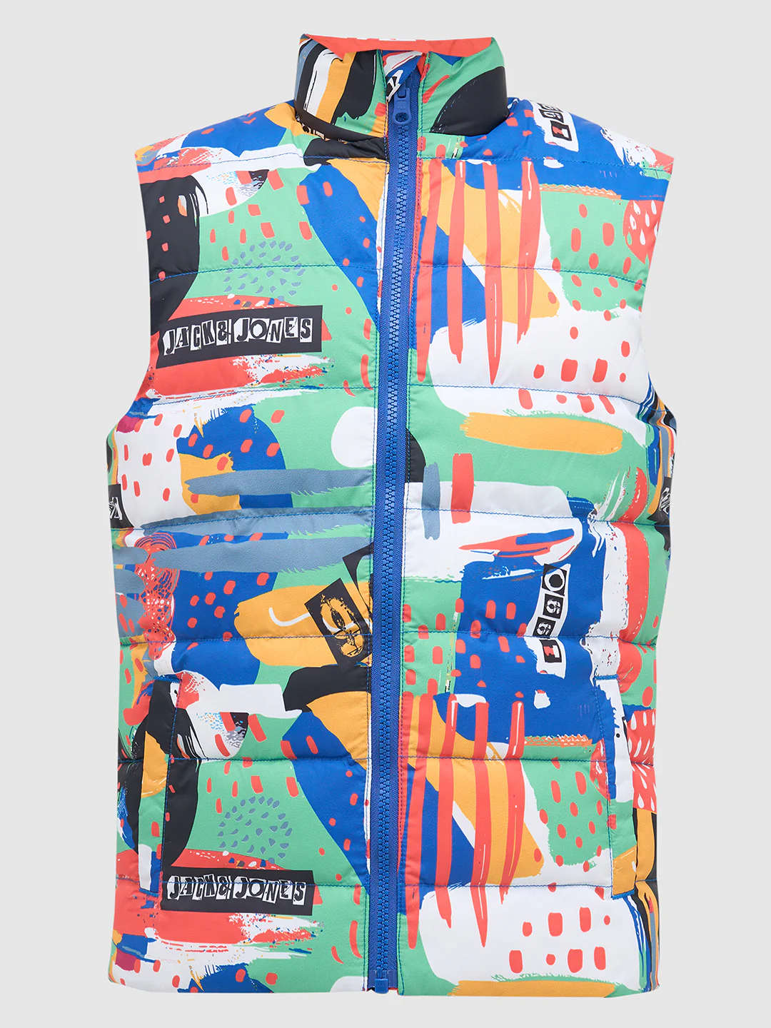 Boys Reversible Abstract Print Puffer Jacket With High Neck - Image 9