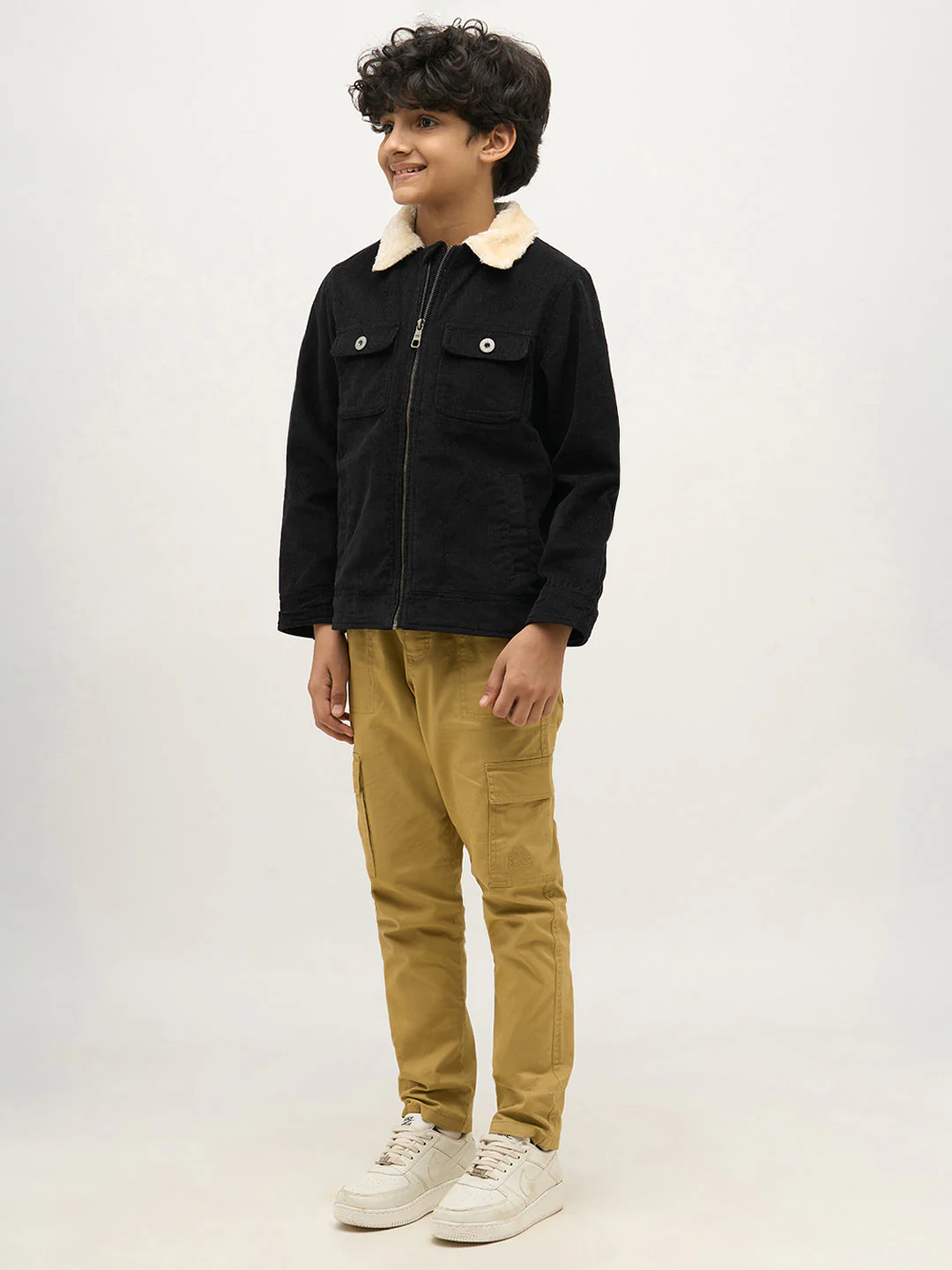 Boys Black Zip-Up Corduroy Jacket - Image 5
