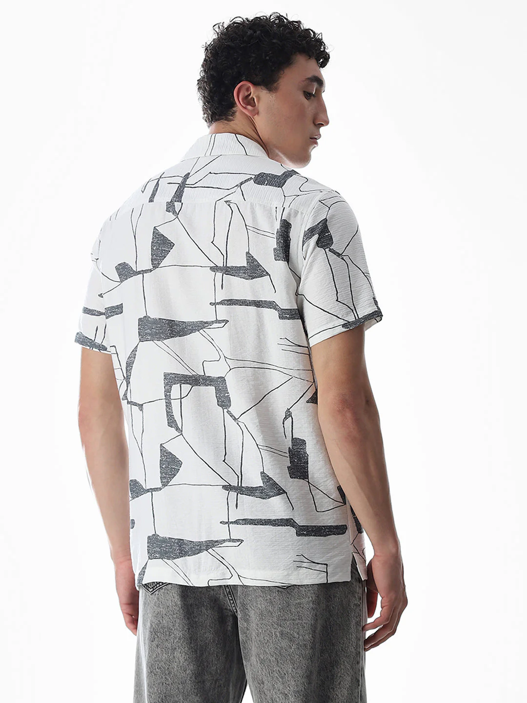 Regular Fit Printed Shirt - Grey - Image 4