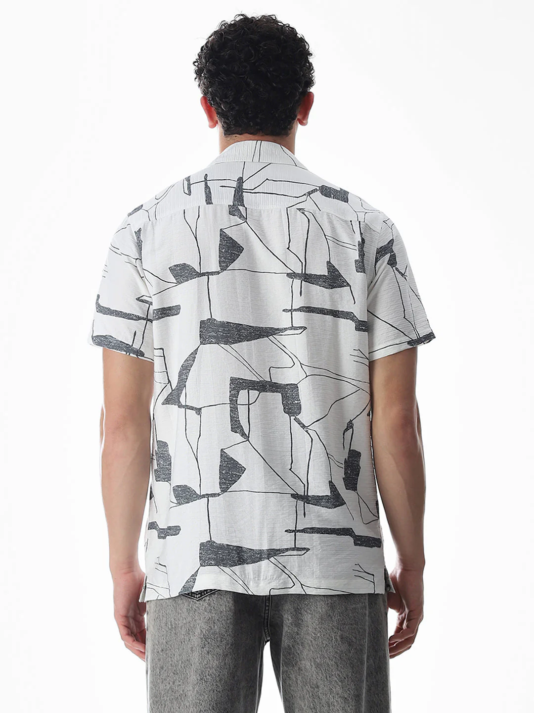 Regular Fit Printed Shirt - Grey - Image 9