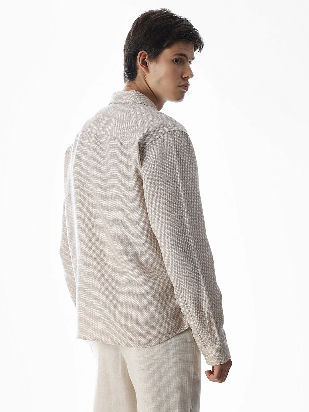 Dobby Full Sleeves Oversized Shirt - Image 4