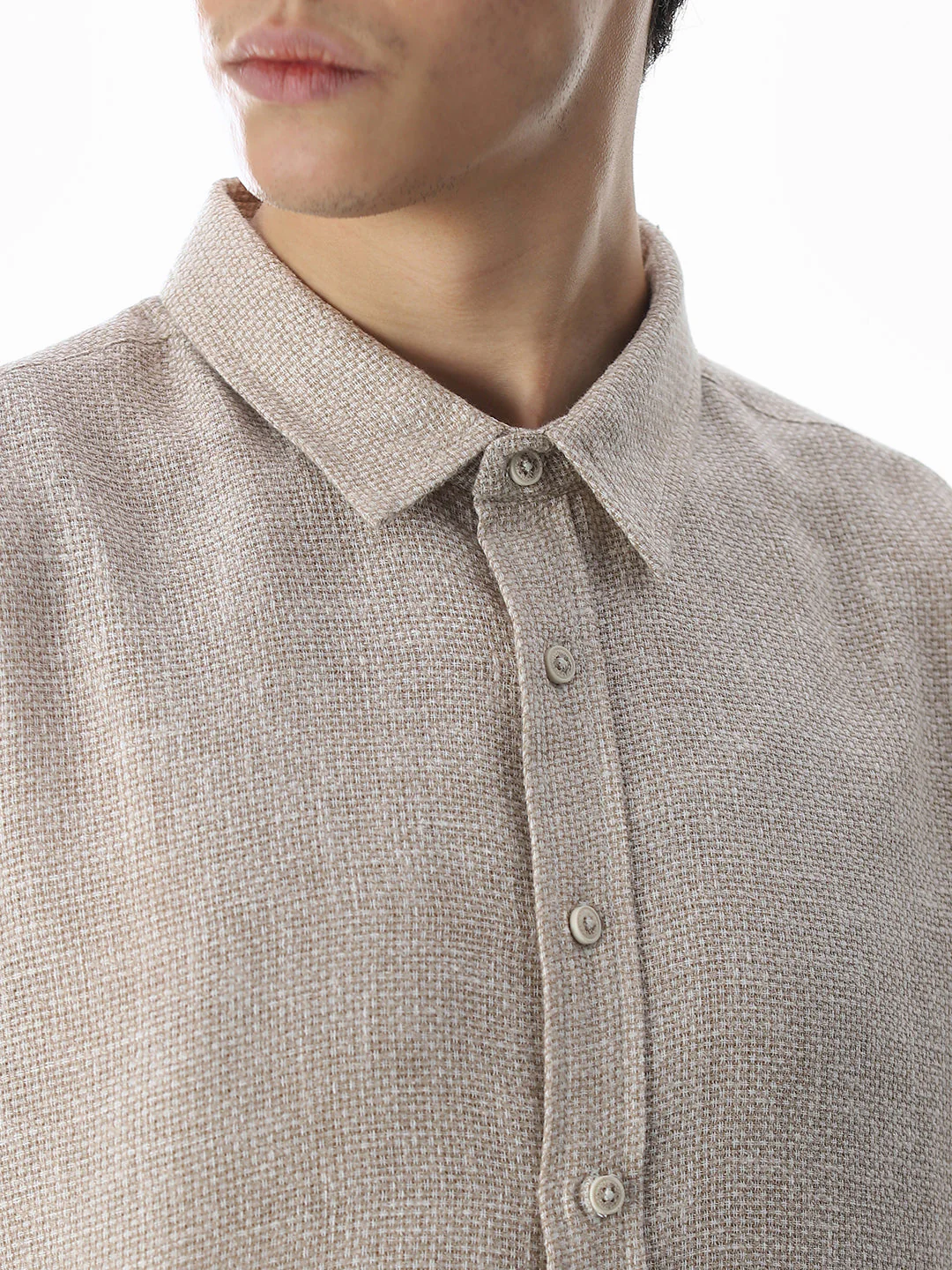 Dobby Full Sleeves Oversized Shirt - Image 5