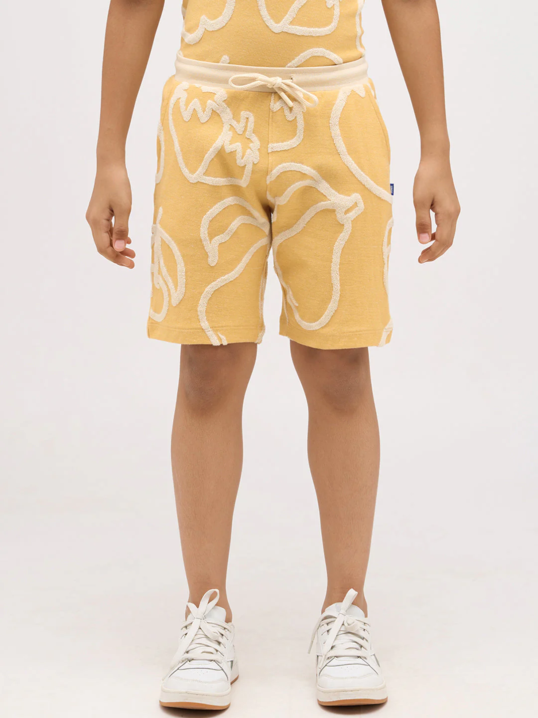 Boys Cotton Oversized Jacquard AOP Crew Neck T-Shirt - Mustard - Image 8