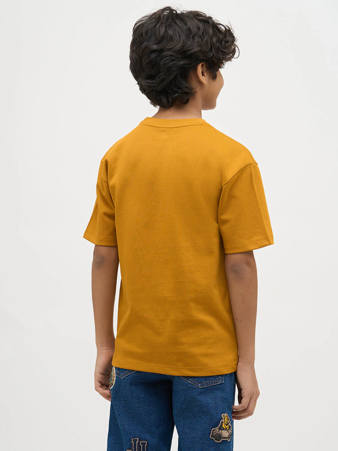 Boys Logo Text Print T-shirt - Mustard - Image 4