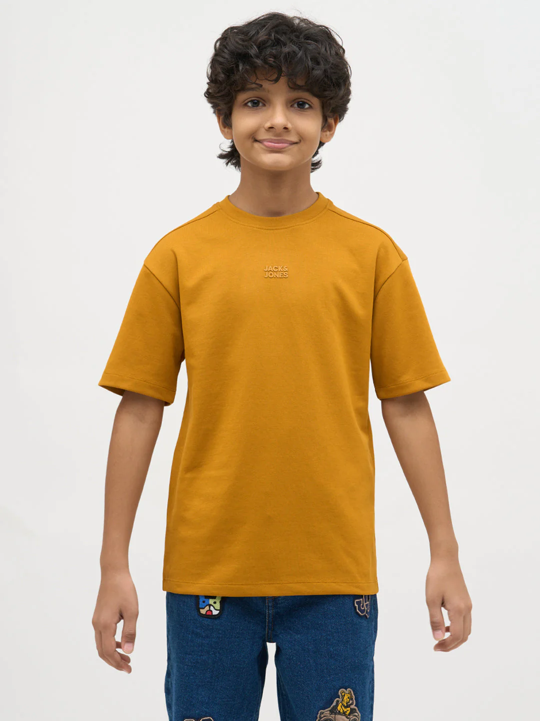 Boys Logo Text Print T-shirt - Mustard - Image 8