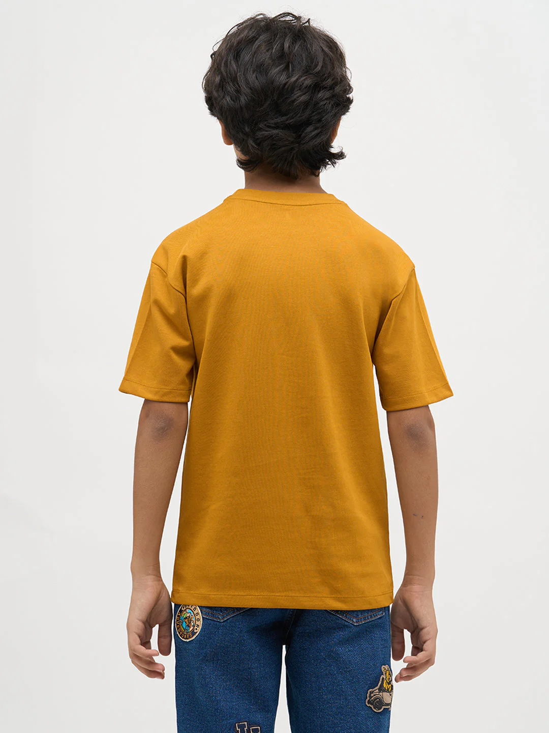 Boys Logo Text Print T-shirt - Mustard - Image 9