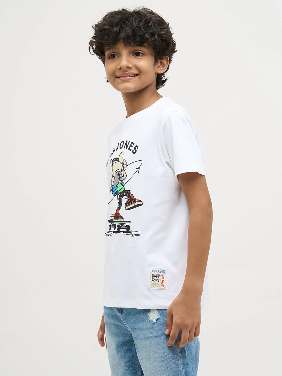 White Printed Cotton T-Shirt - Image 3