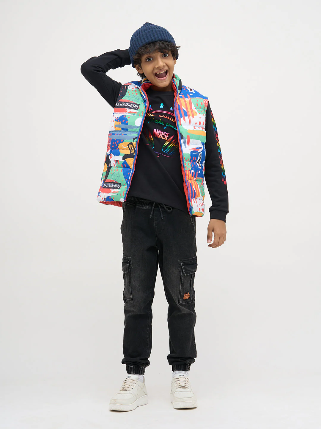 Black Printed Full Sleeves T-Shirt