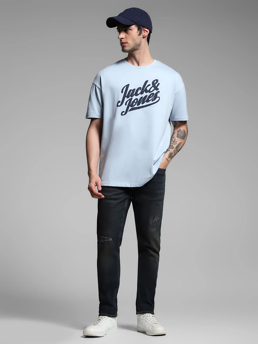 Dark Blue Distressed Glenn Slim Fit Jeans - Image 6