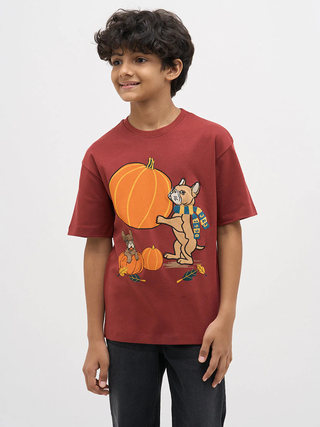 Rust Red Embroidered Print T-Shirt - Image 2