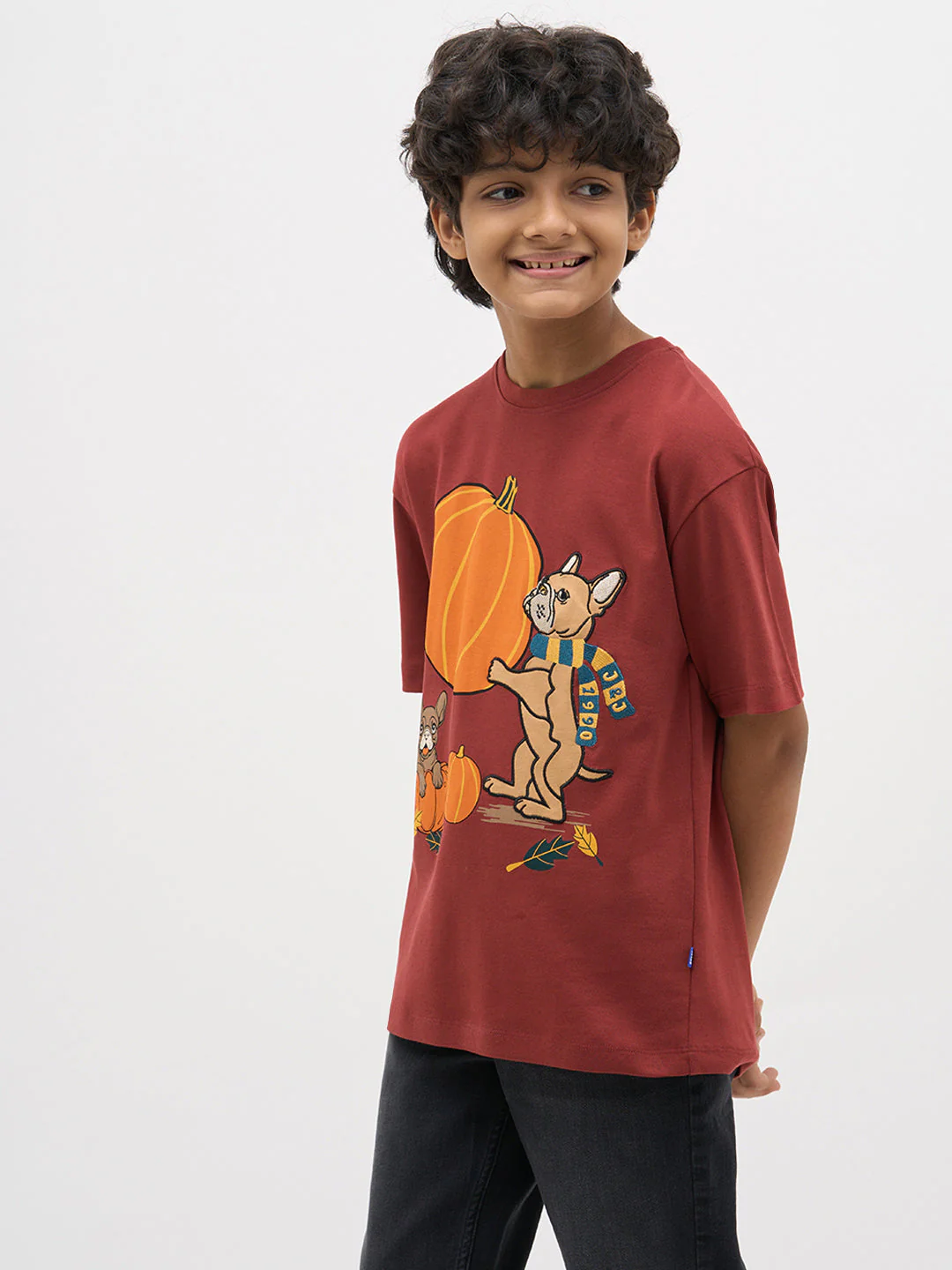 Rust Red Embroidered Print T-Shirt - Image 3