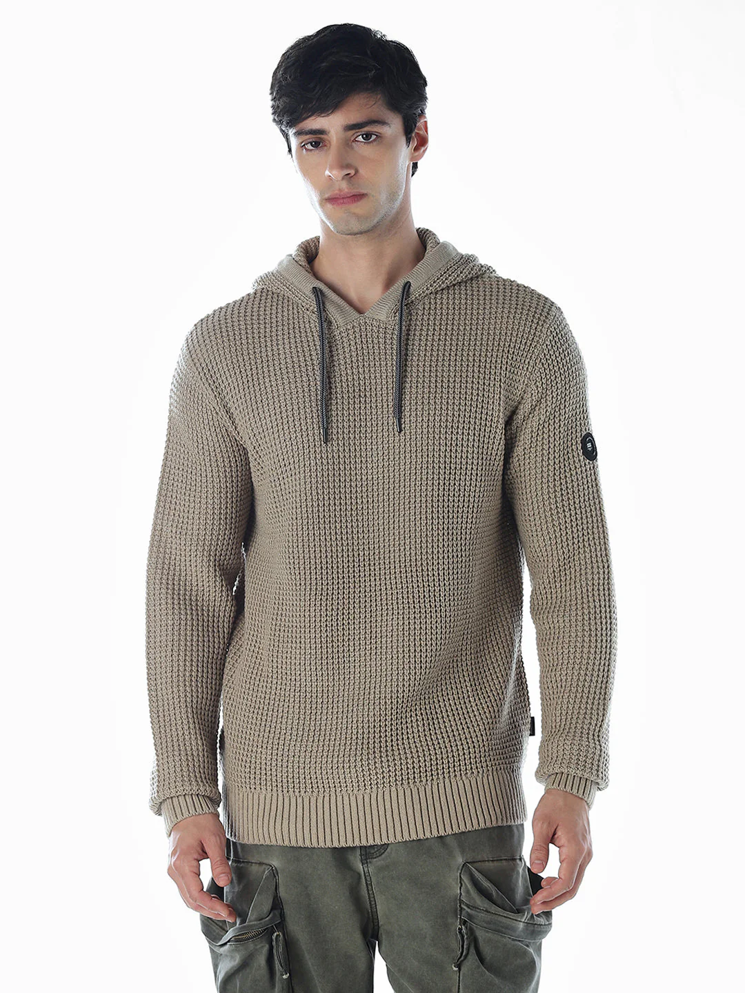 Textured Oversized Hooded Pullover - Image 2