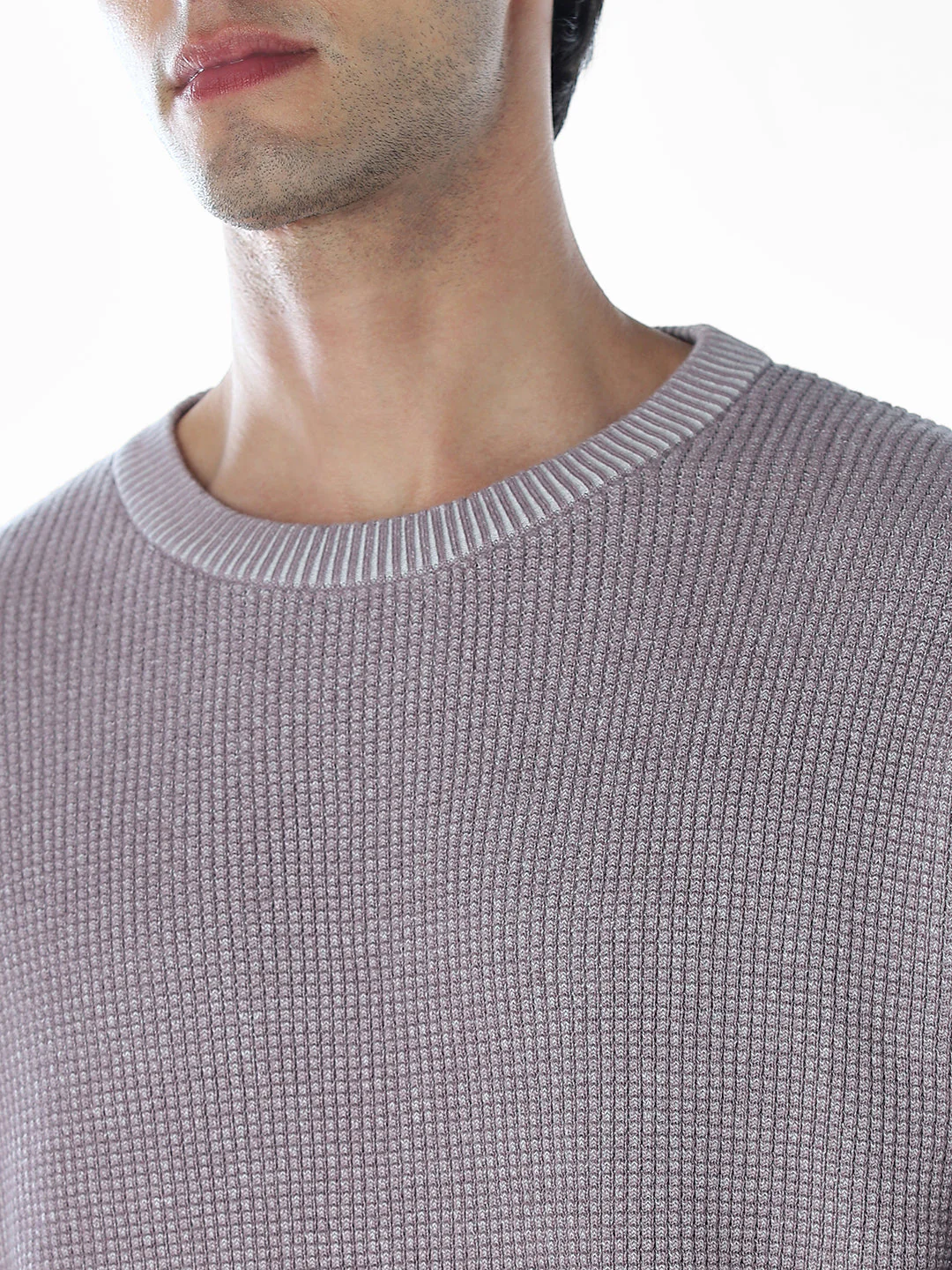 Textured Stretch Oversized  Pullover - Grey - Image 5
