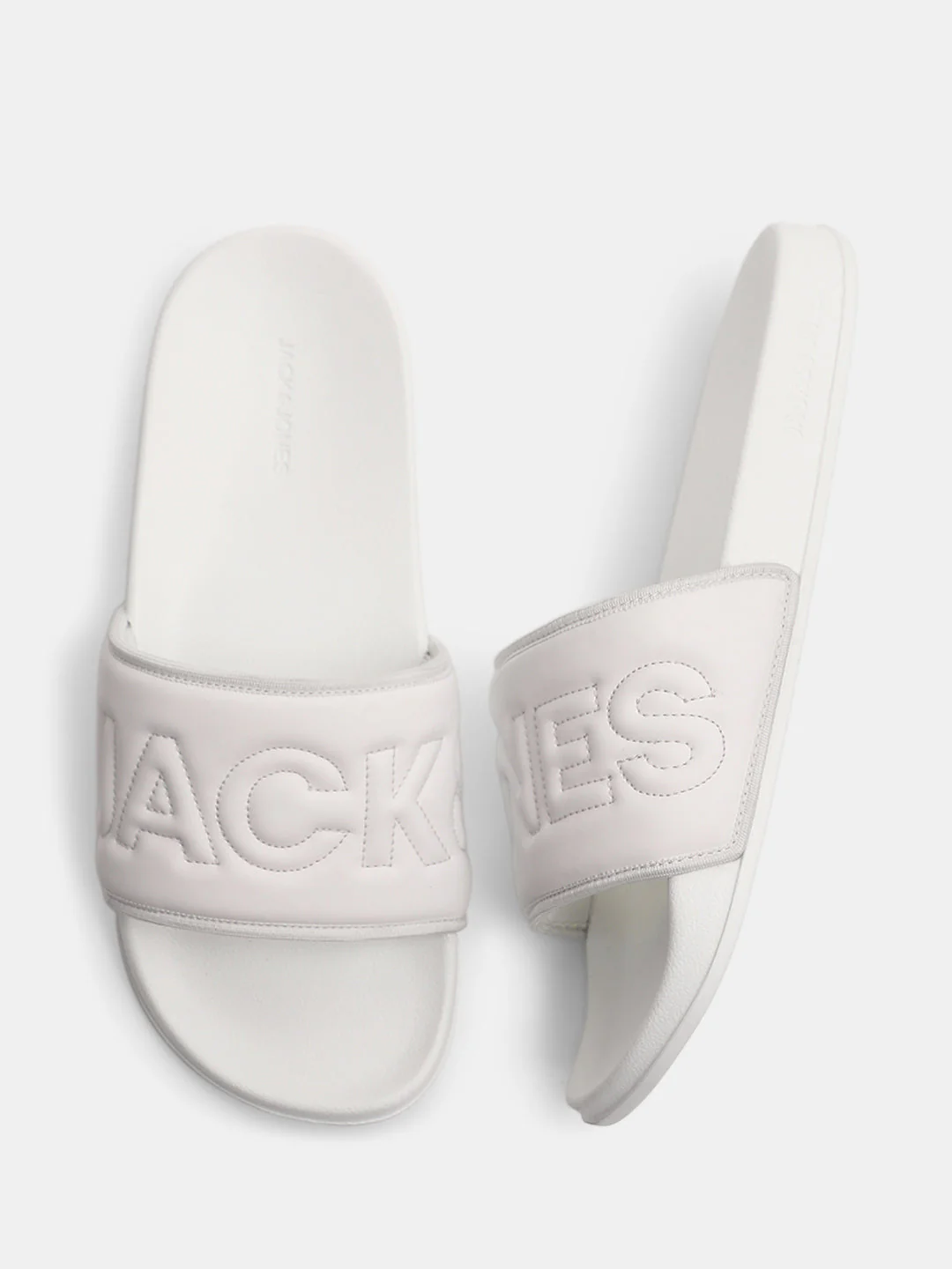 White Quilted Logo Pool Sliders - Image 3