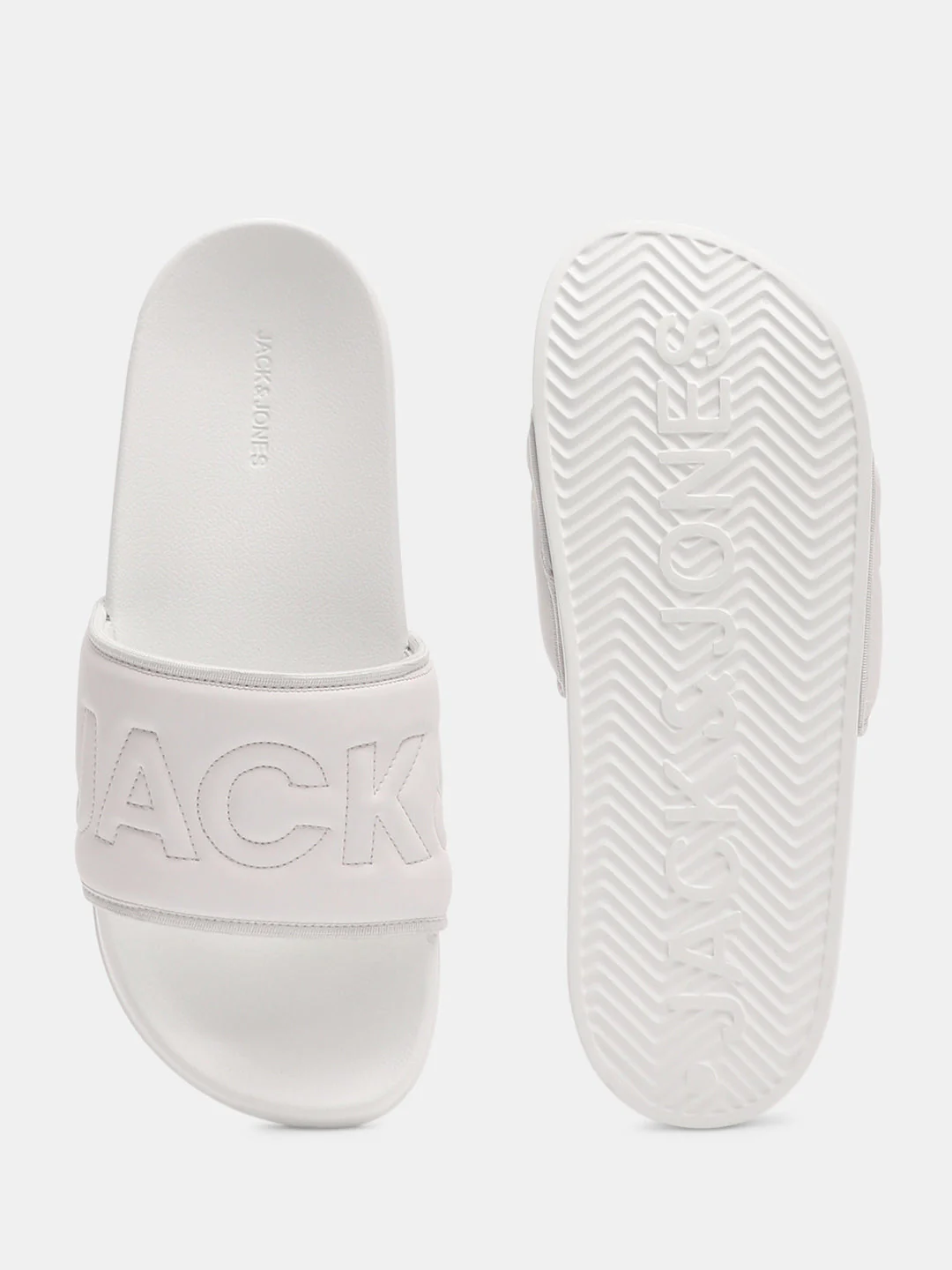White Quilted Logo Pool Sliders - Image 5
