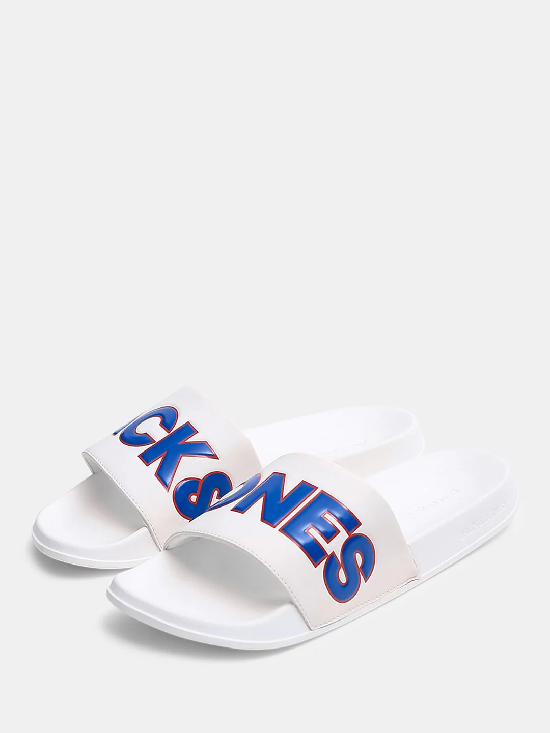 White Contrast Logo PU Pool Sliders - Image 6