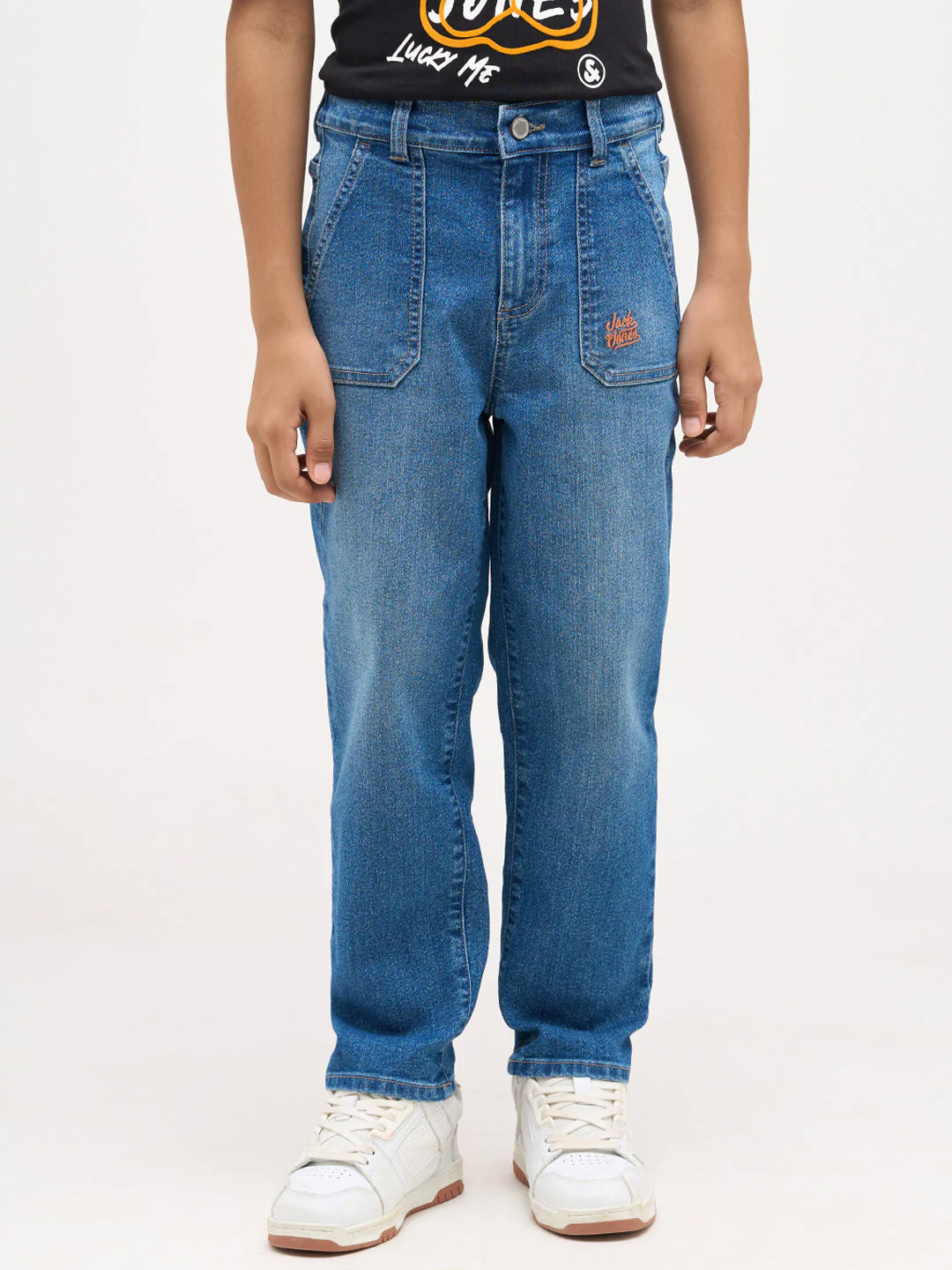Boys Mid Rise Washed Loose Fit Jeans - Image 2