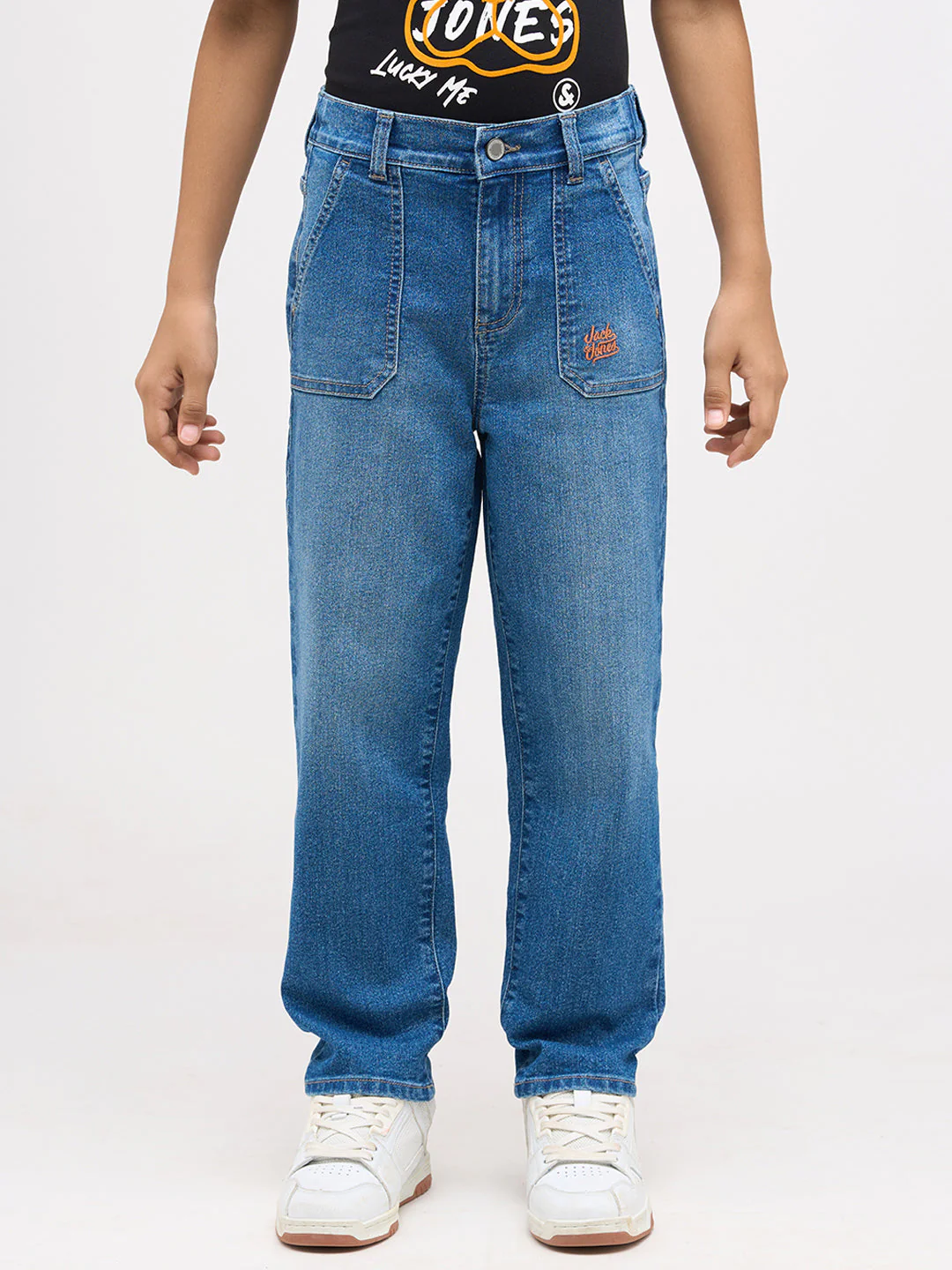 Boys Mid Rise Washed Loose Fit Jeans - Image 8