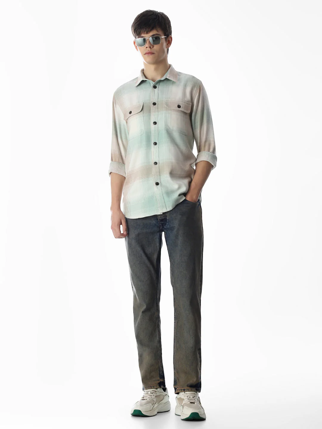 Iceberg Green Check Shirt - Image 6