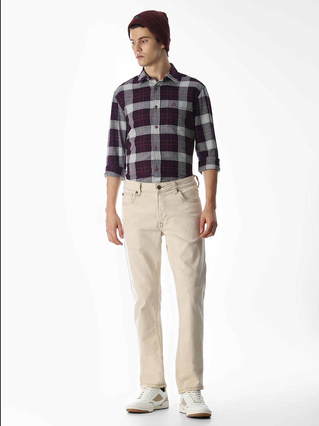 Purple Check Cotton Shirt - Image 6