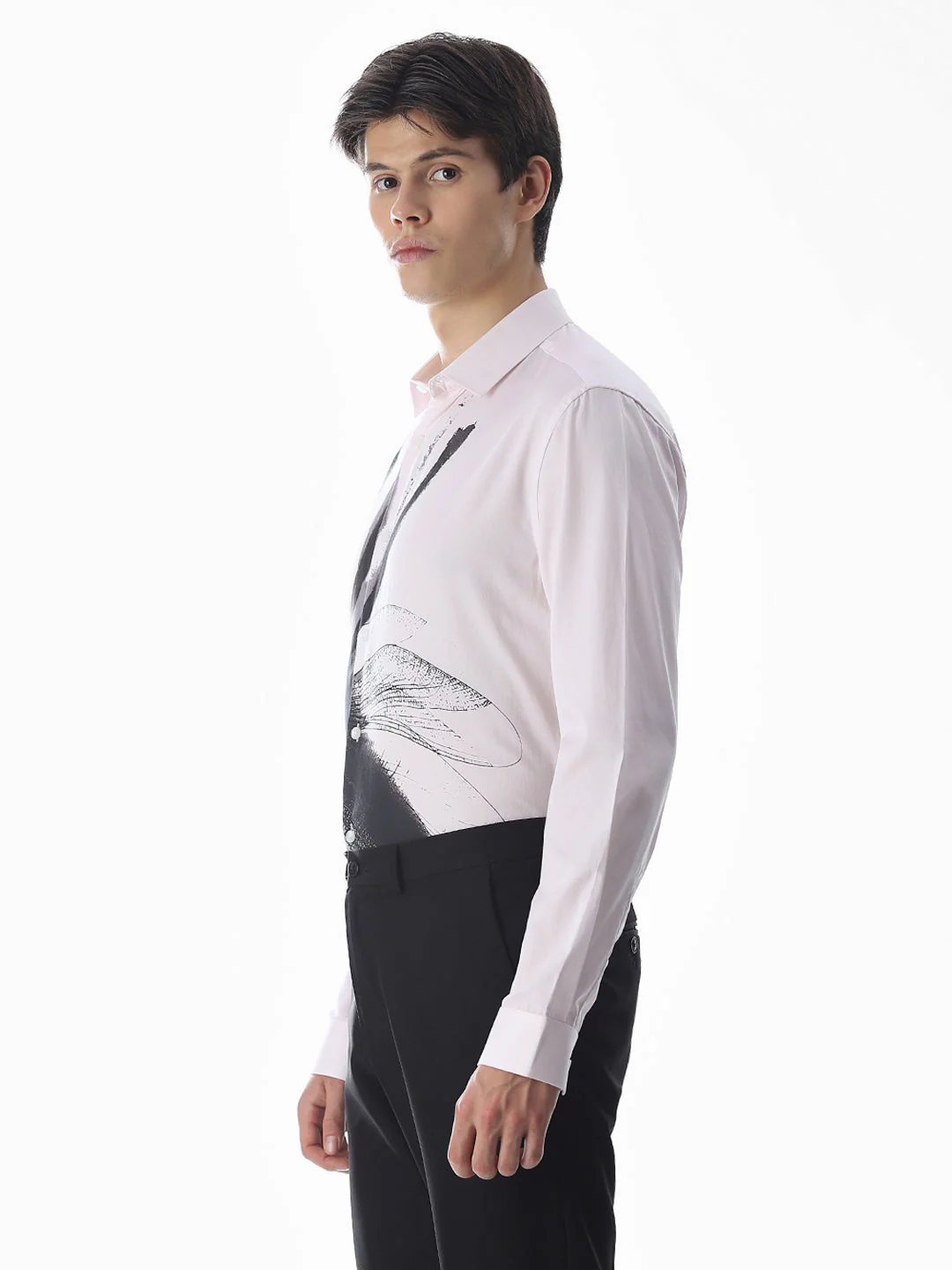Printed Slim Fit Shirt - White - Image 3