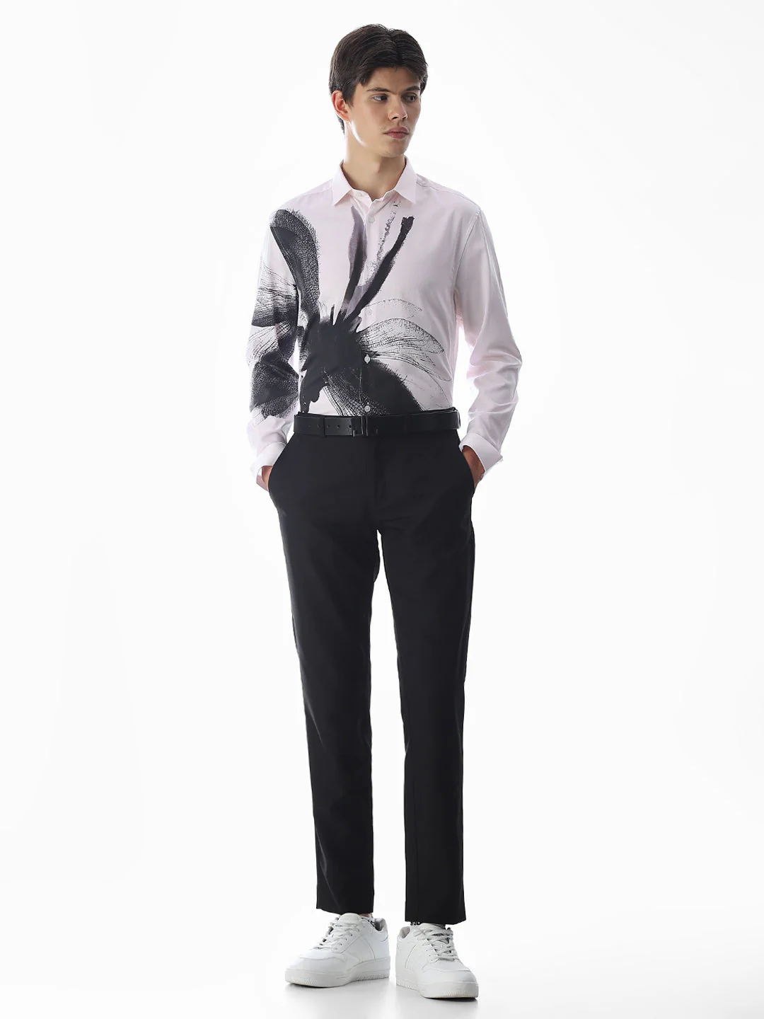 Printed Slim Fit Shirt - White - Image 6